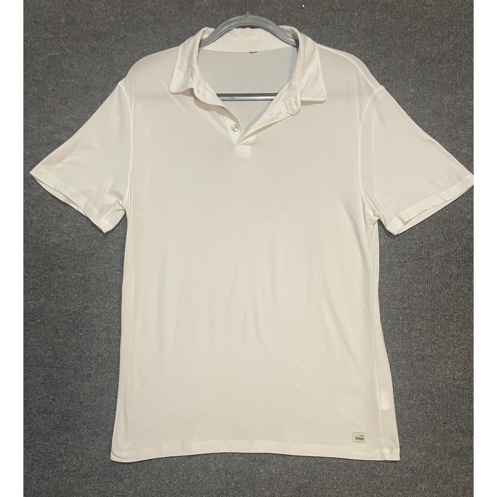 Vuori Strato Tech Polo Shirt Men Medium White Short Sleeve Performance V188